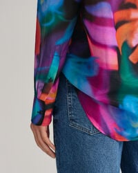 Relaxed fit ‑mitoitettu kukkapaita puuvilla-silkkisekoitetta