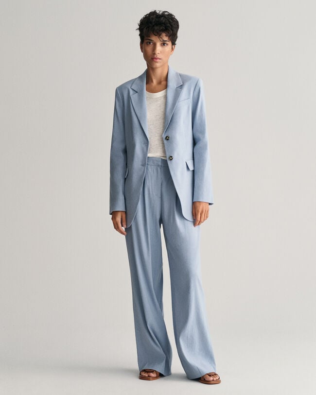 Regular fit ‑mitoitettu joustava pellavableiseri