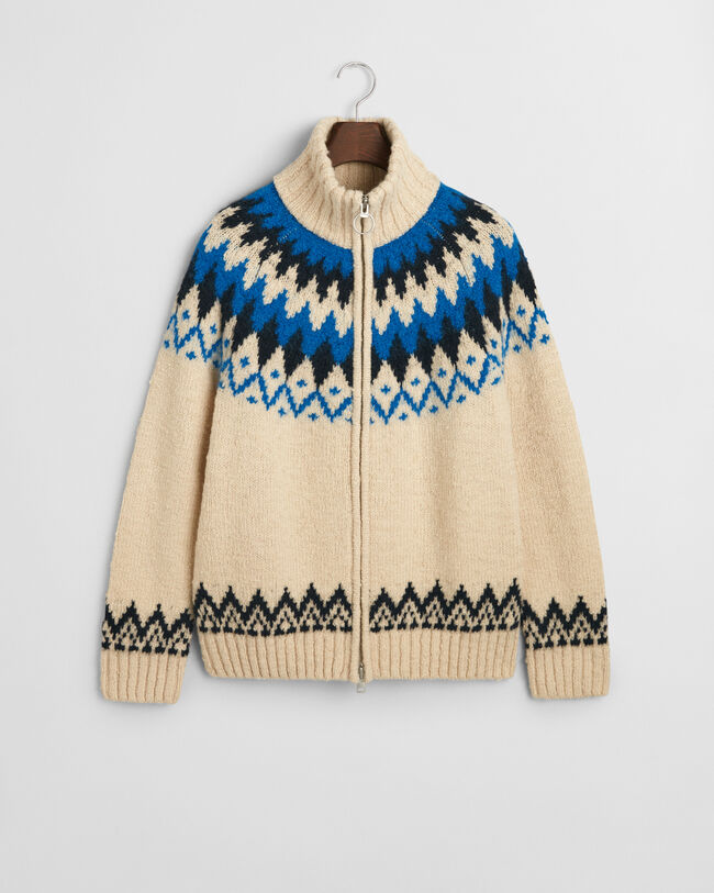 Vetoketjullinen jacquard-neuletakki