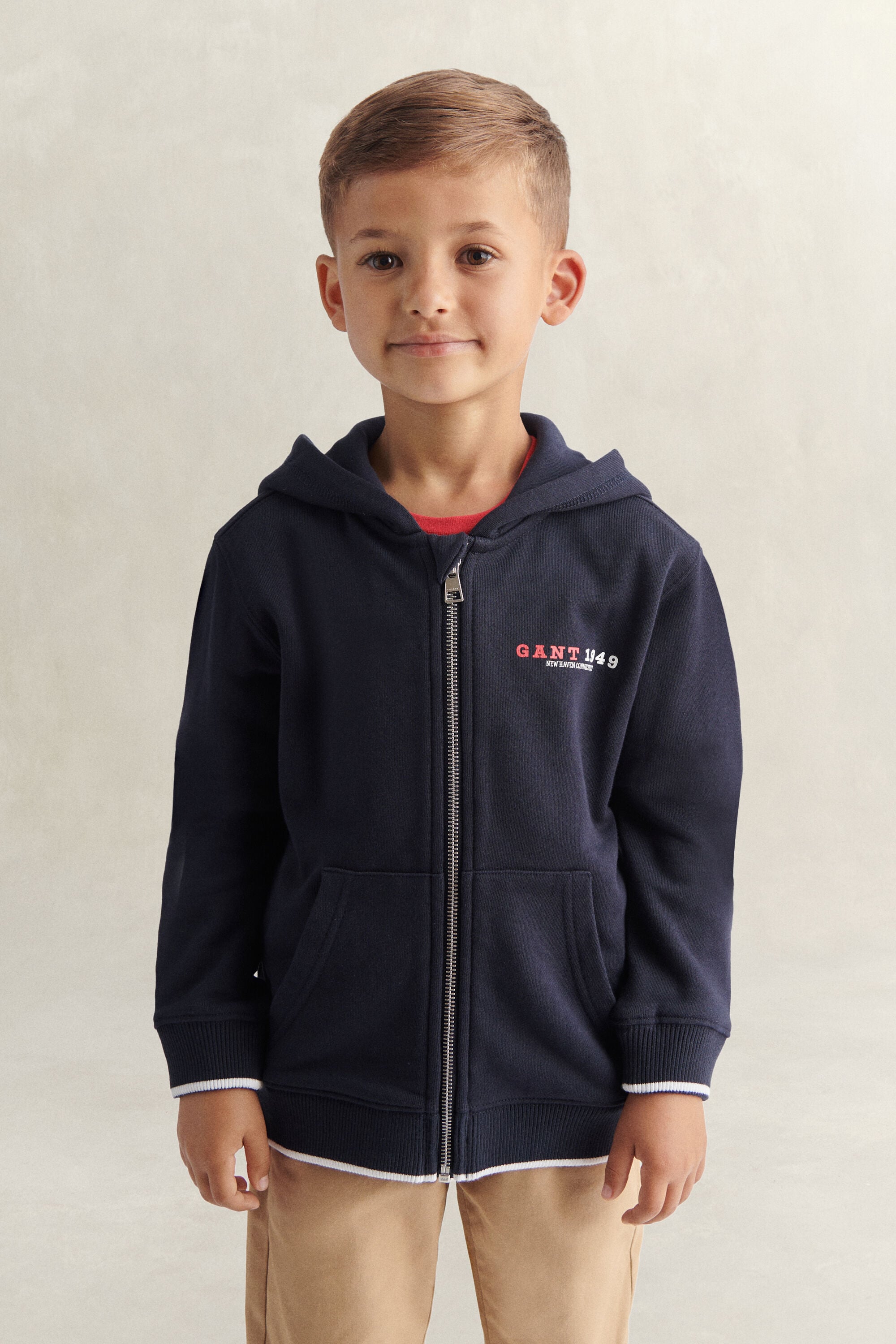 Boys-malliston vetoketjullinen Collegiate-printtihuppari