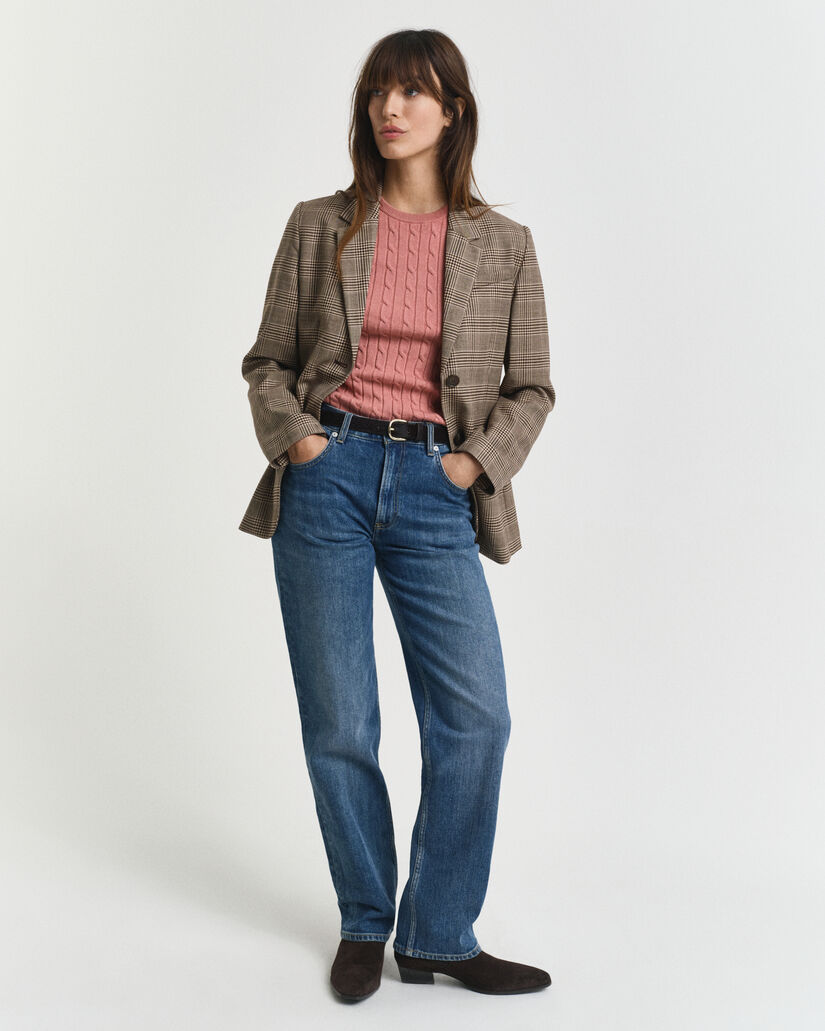 Joustopuuvillainen palmikkoneulepusero