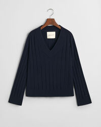 Villainen joustinneulepusero, v‑pääntie