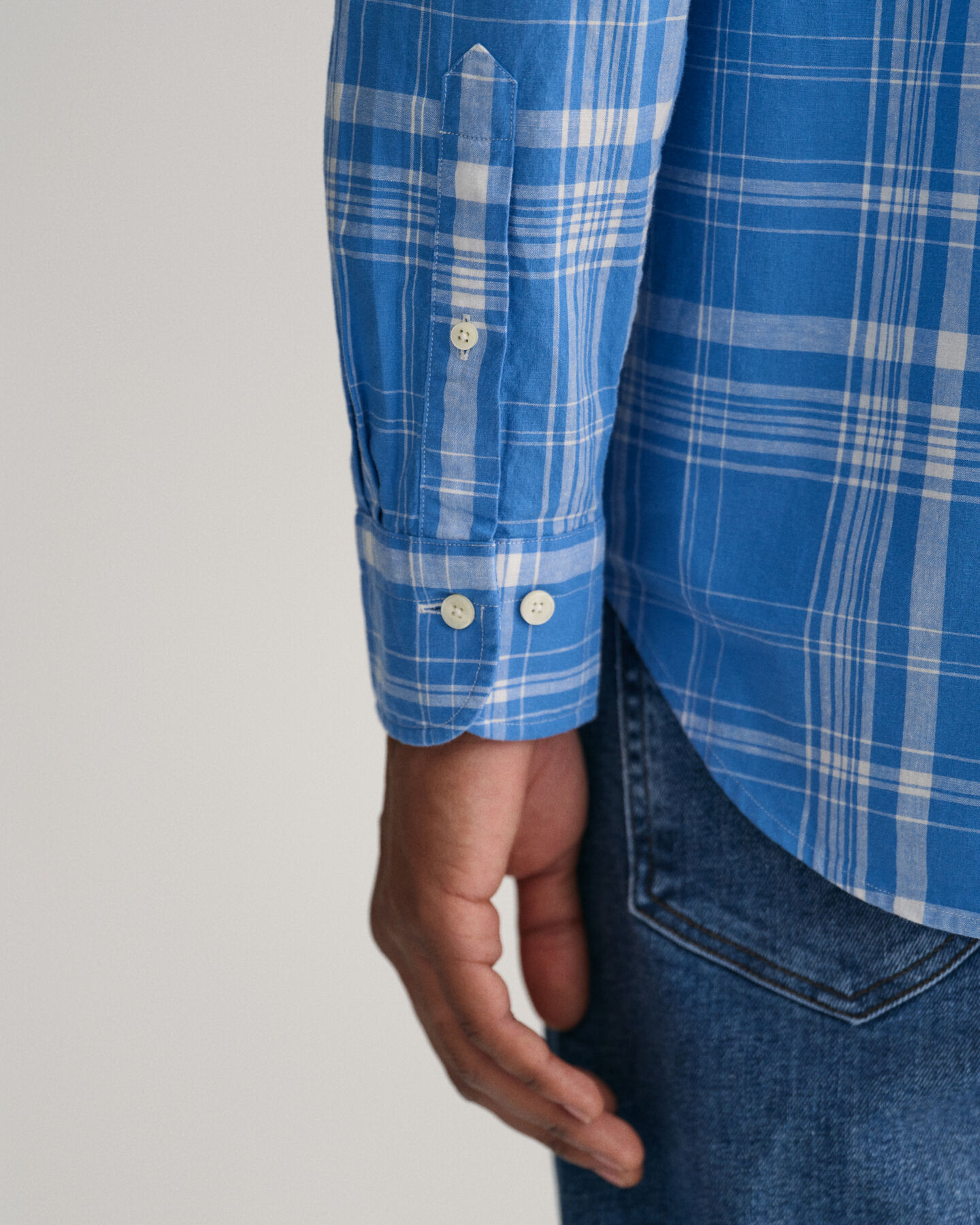 Regular fit ‑mitoitettu ruutupaita puuvillan ja pellavan sekoitteesta