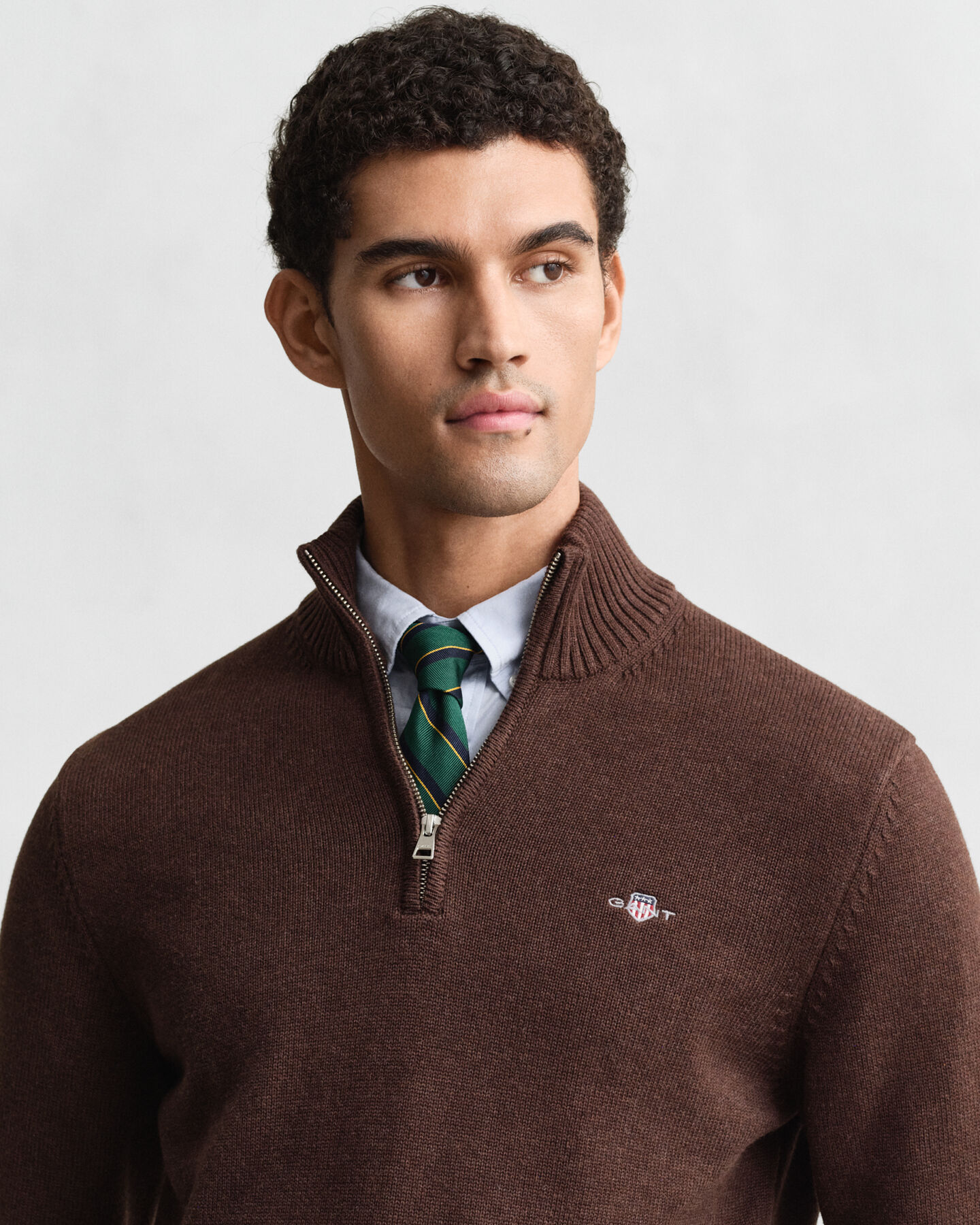 Casual-puuvillaneulepusero puolivetoketjulla