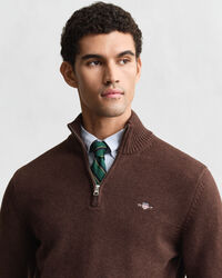 Casual-puuvillaneulepusero puolivetoketjulla