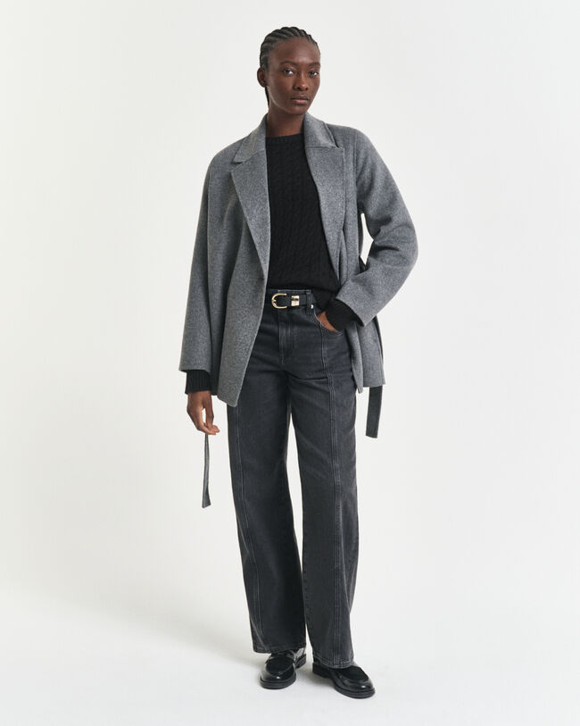 Kašmirvillainen palmikkoneulepusero, pyöreä pääntie