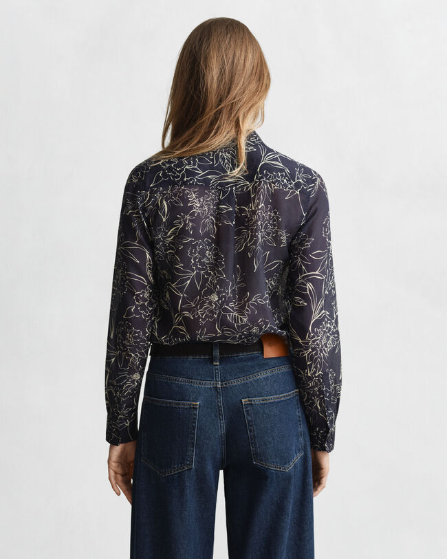 Regular fit ‑mitoitettu printtikuvioitu Floral‑paita puuvilla-silkkisekoitetta