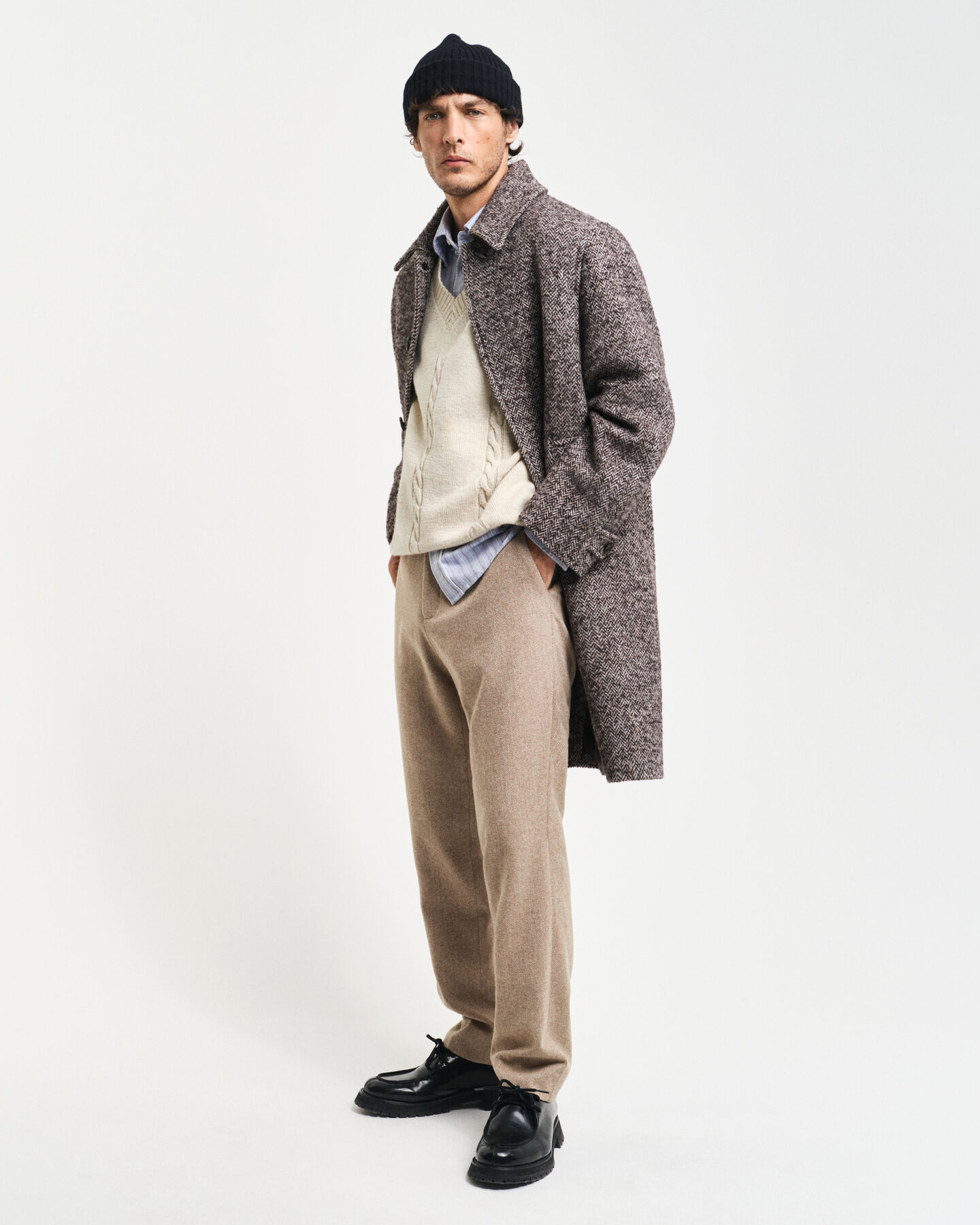 Slim&nbsp;fit ‑mitoitetut kalanruotokuvioiset puvunhousut