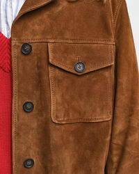 Relaxed fit ‑mitoitettu mokkanahkableiseri