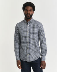 Regular fit ‑mitoitettu gingham-ruudullinen paita tvillikankaasta