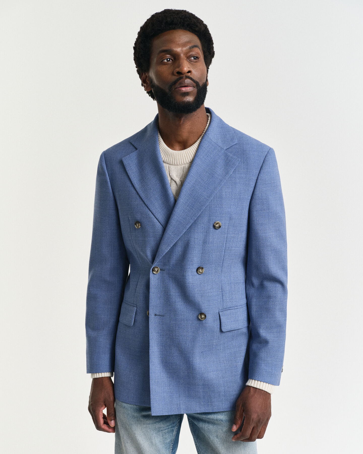 Regular fit ‑mitoitettu villakankainen Mouliné-puvuntakki