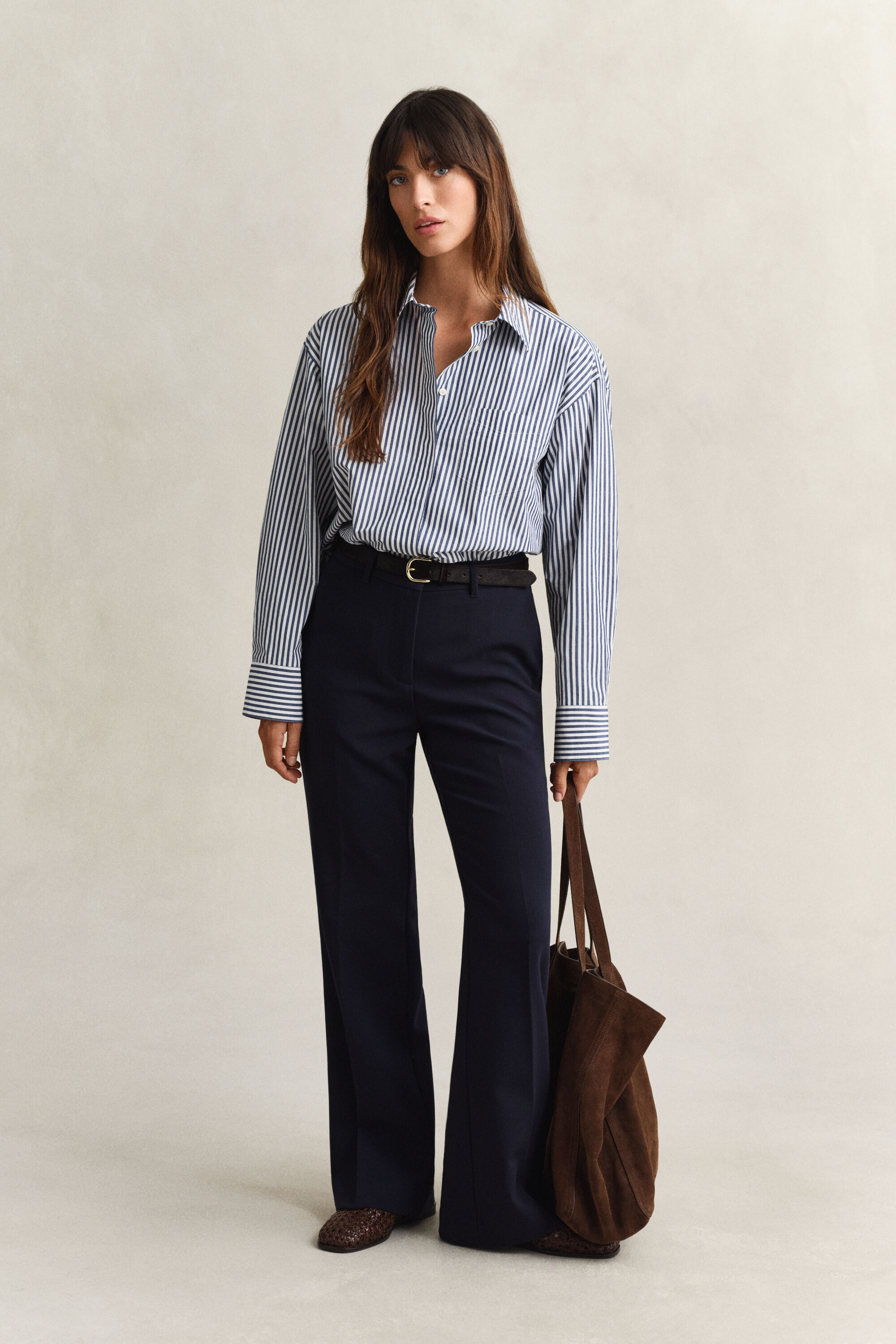 Raidallinen popliinipaita