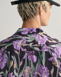 Relaxed fit ‑mitoitettu lyhythihainen Iris Print ‑pellava-lyosellipaita