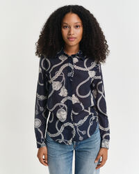 Regular fit ‑mitoitettu Sailing-printtipaita puuvilla-silkkiä