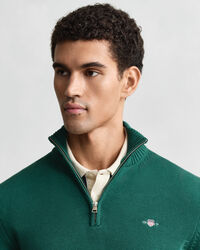 Casual-puuvillaneulepusero puolivetoketjulla