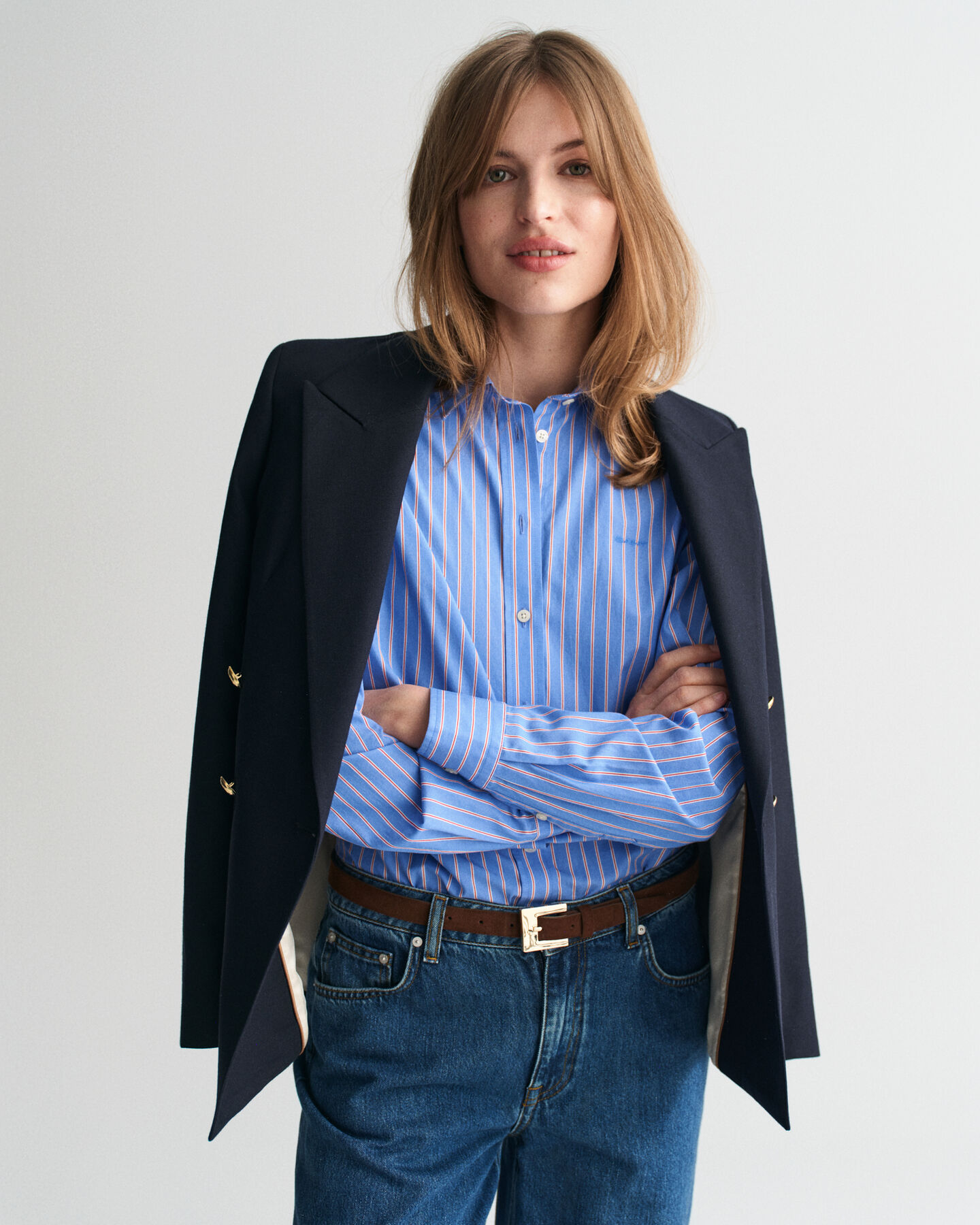 Regular fit ‑mitoitettu raidallinen Classic-popliinipaita