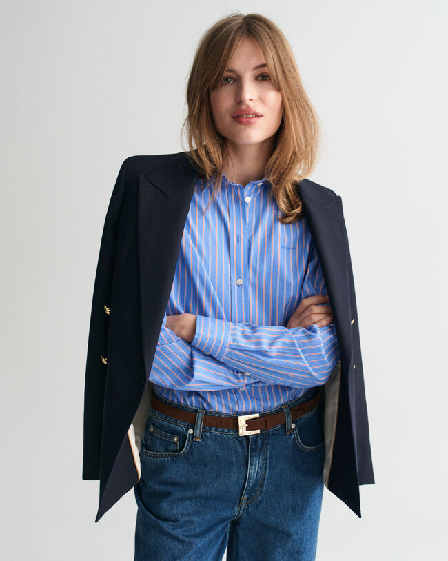 Regular fit ‑mitoitettu raidallinen Classic-popliinipaita