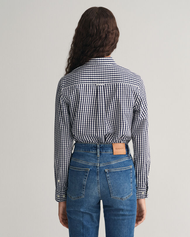 Regular fit ‑mitoitettu gingham-ruutuinen popliinipaita