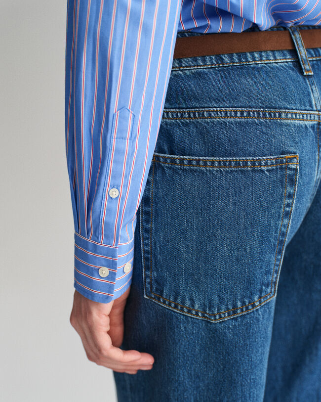 Regular fit ‑mitoitettu raidallinen Classic-popliinipaita