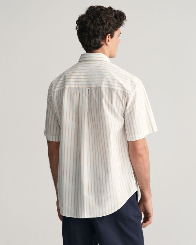 Relaxed&nbsp;fit ‑mitoitettu lyhythihainen Heritage Poplin -raitapaita