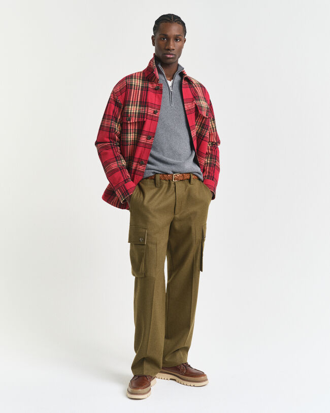 Puuvilla-merinovillasekoitteinen joustinneulepusero, vetoketjukaulus