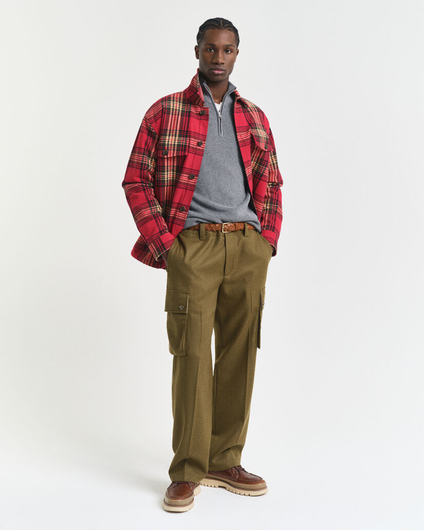 Puuvilla-merinovillasekoitteinen joustinneulepusero, vetoketjukaulus