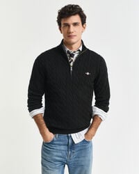 Puuvillainen palmikkoneule, vetoketjukaulus