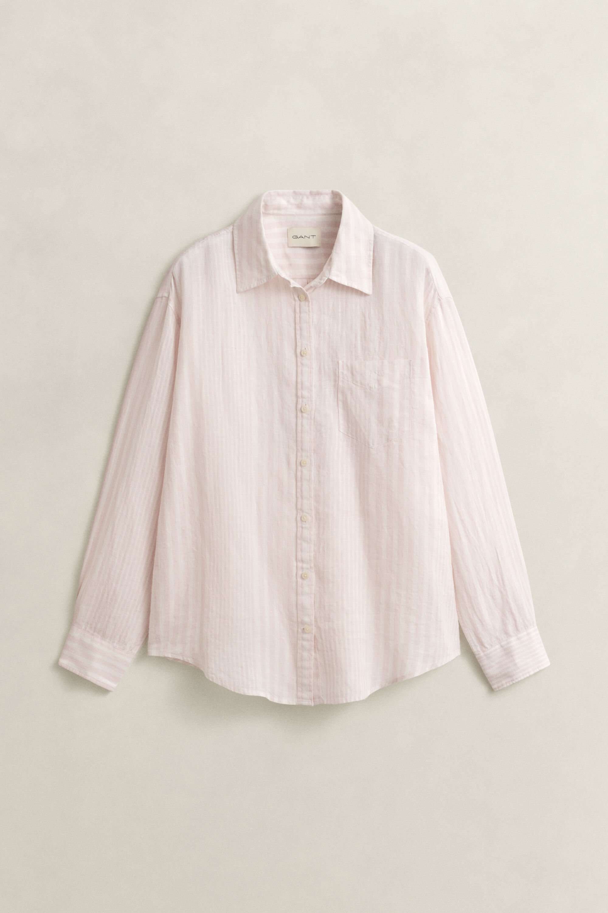 Relaxed fit ‑mitoitettu raidallinen pellavapaita