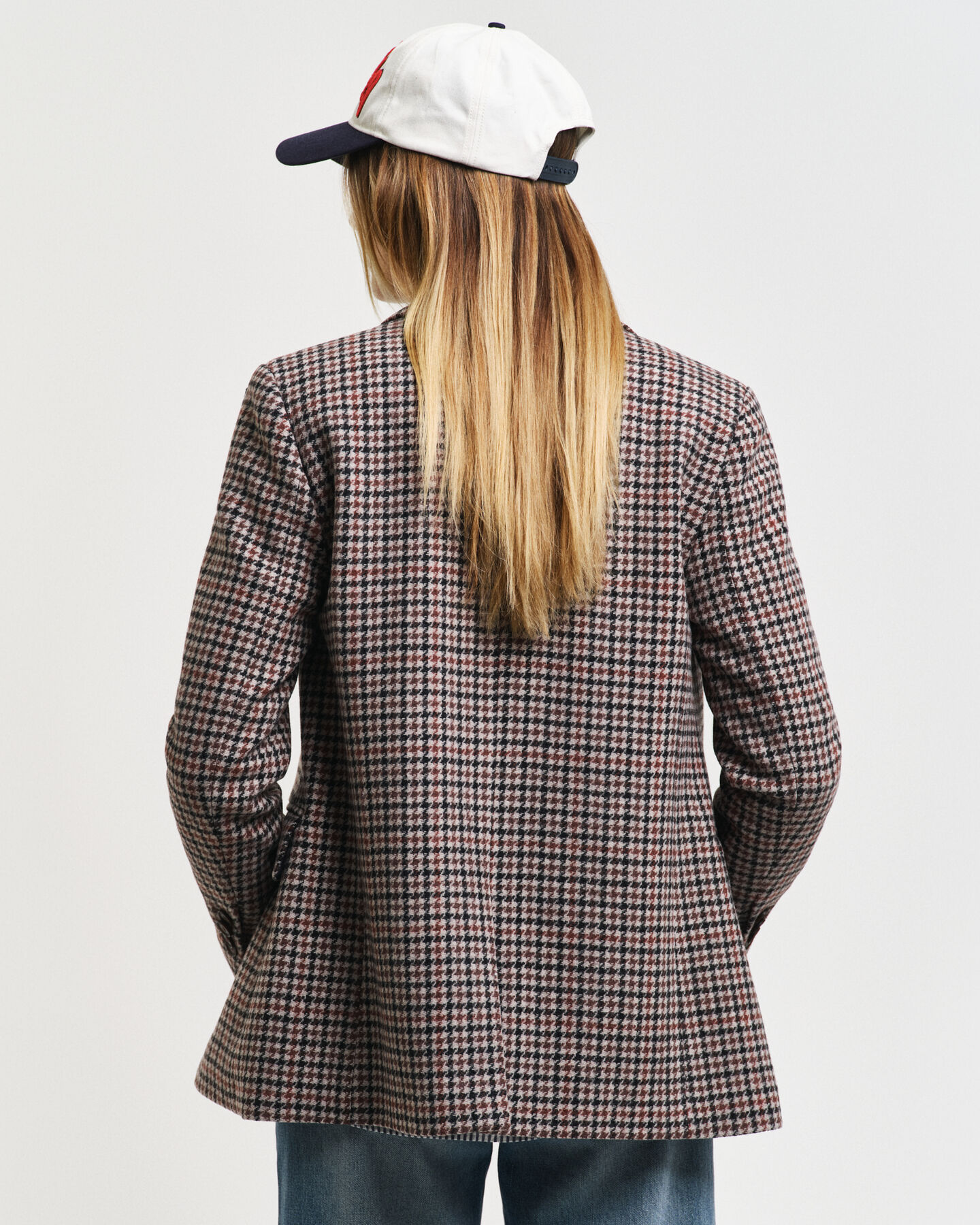 Regular fit ‑mitoitettu kukonaskelkuvioinen bleiseri