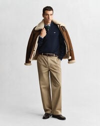 Casual-puuvillaneulepusero puolivetoketjulla