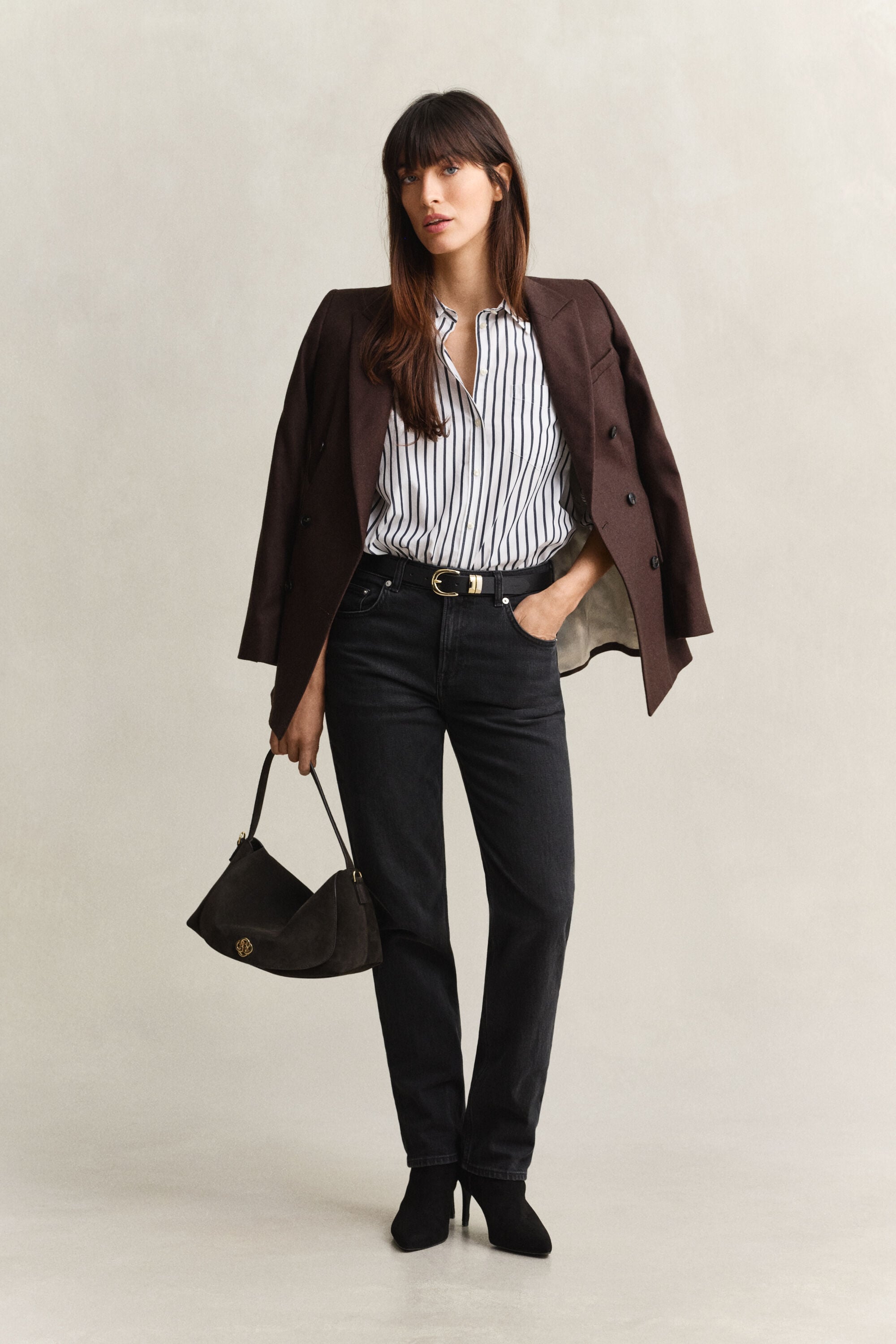 Relaxed fit ‑mitoitettu klassinen popliiniraitapaita