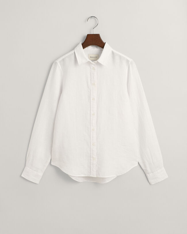 Regular fit ‑mitoitettu pellavainen chambray-paita