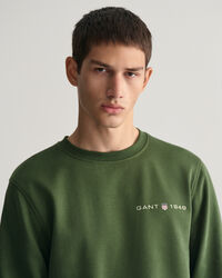 Py&ouml;re&auml;ll&auml; p&auml;&auml;ntiell&auml; ja painatuksella varustettu collegepaita