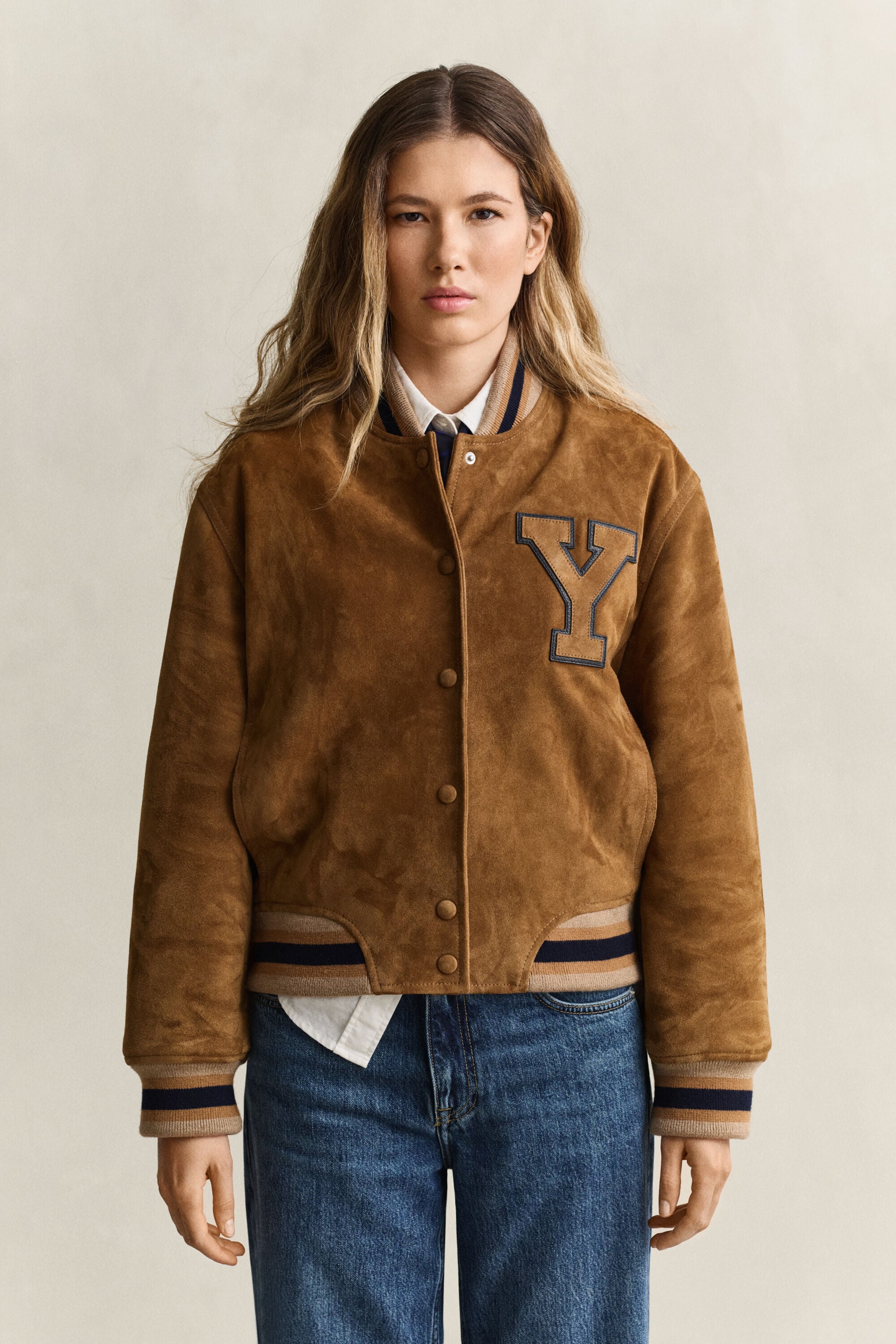 Gant x Yale Varsity Jacket ‑mokkanahkatakki