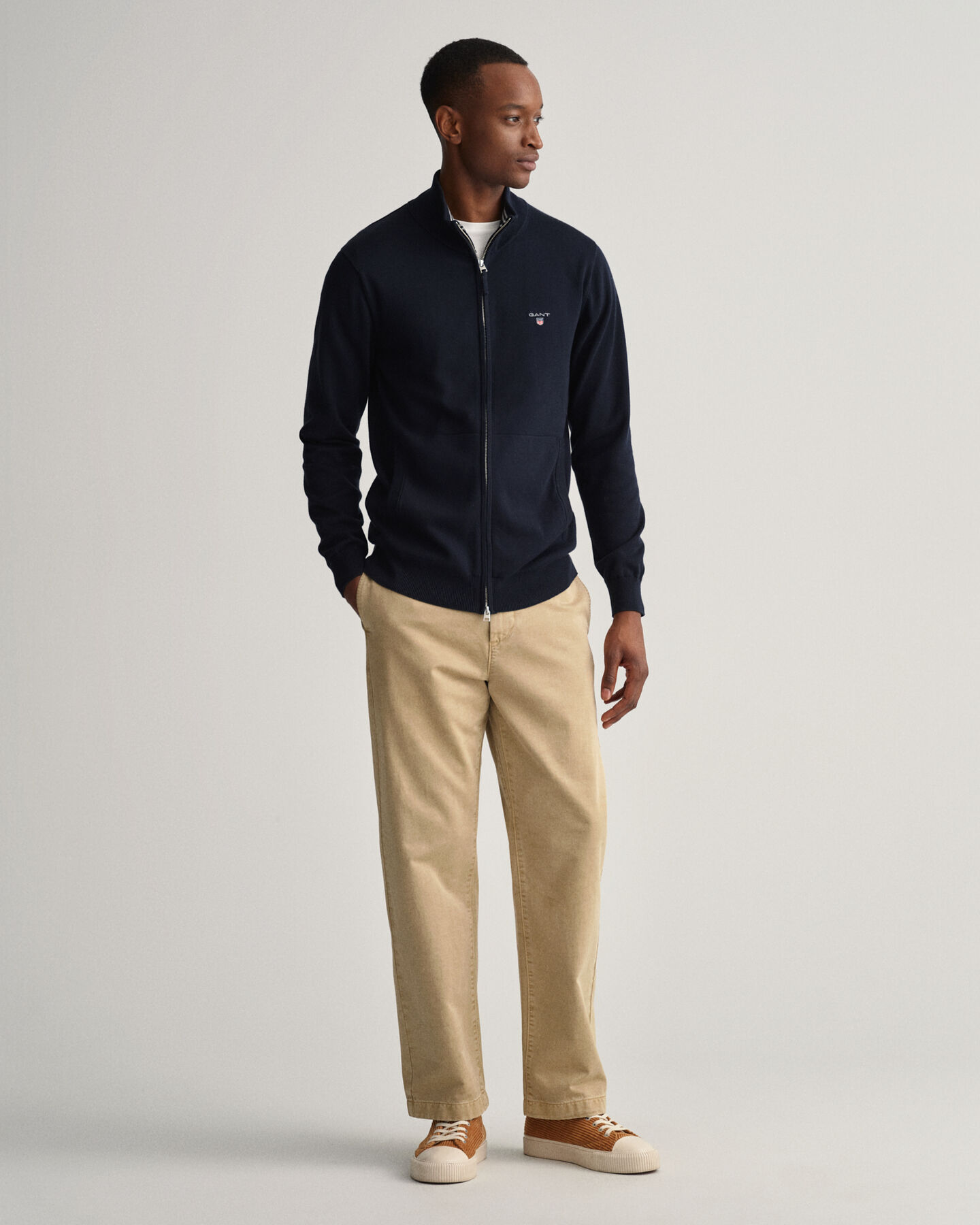 Classic-puuvillaneuletakki vetoketjulla