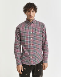 Regular fit ‑mitoitettu gingham-ruudullinen paita tvillikankaasta