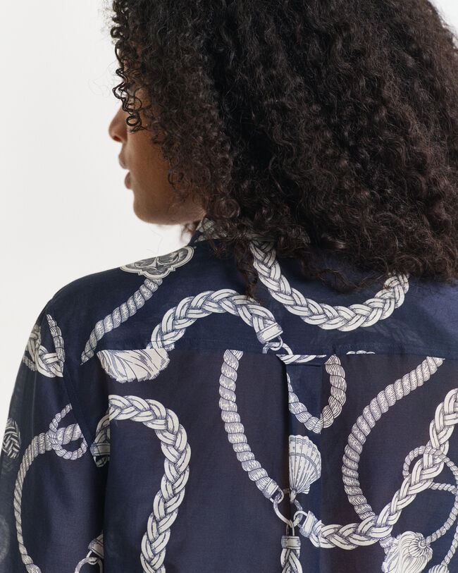 Regular fit ‑mitoitettu Sailing-printtipaita puuvilla-silkkiä