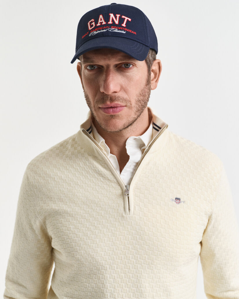 Kohopintainen neulepusero, vetoketjukaulus