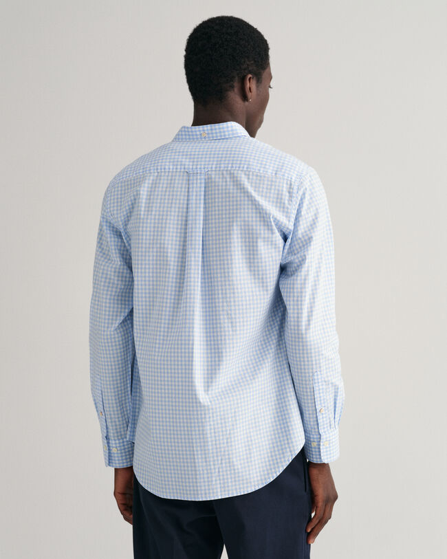 Regular&nbsp;fit ‑mitoitettu gingham-ruutuinen paita broadcloth-kankaasta