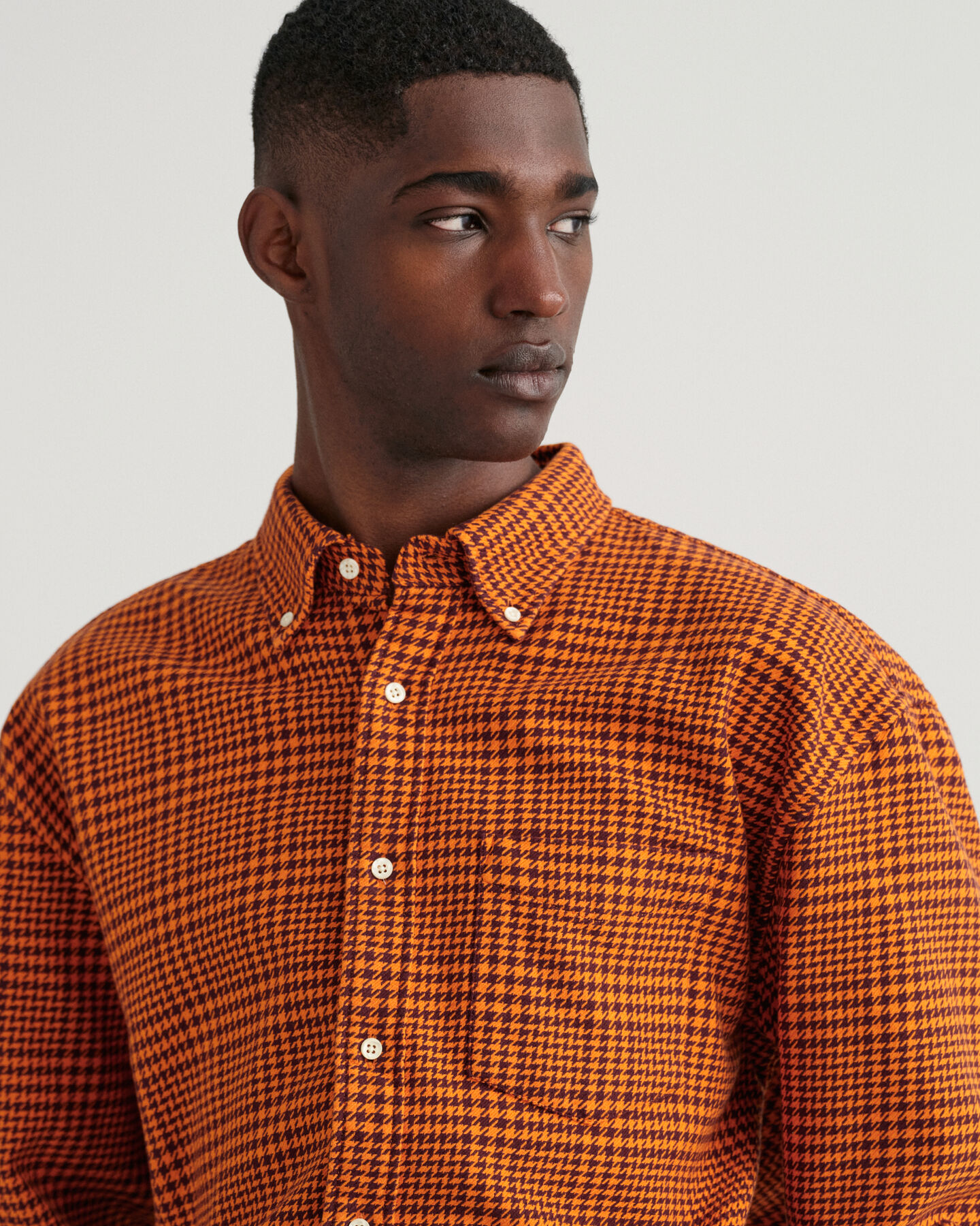 Oversized fit ‑mitoitettu Houndstooth-puuvillapaita