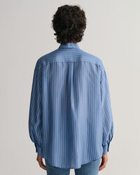 Raidallinen silkkipusero rusettikauluksella