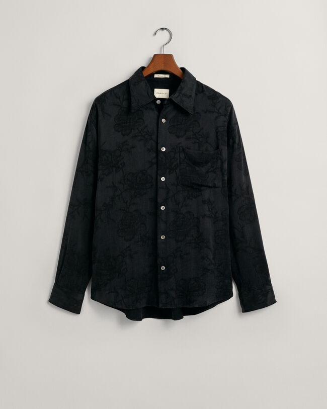 Relaxed fit ‑mitoitettu jacquard-kuvioitu kupro-viskoosipaita