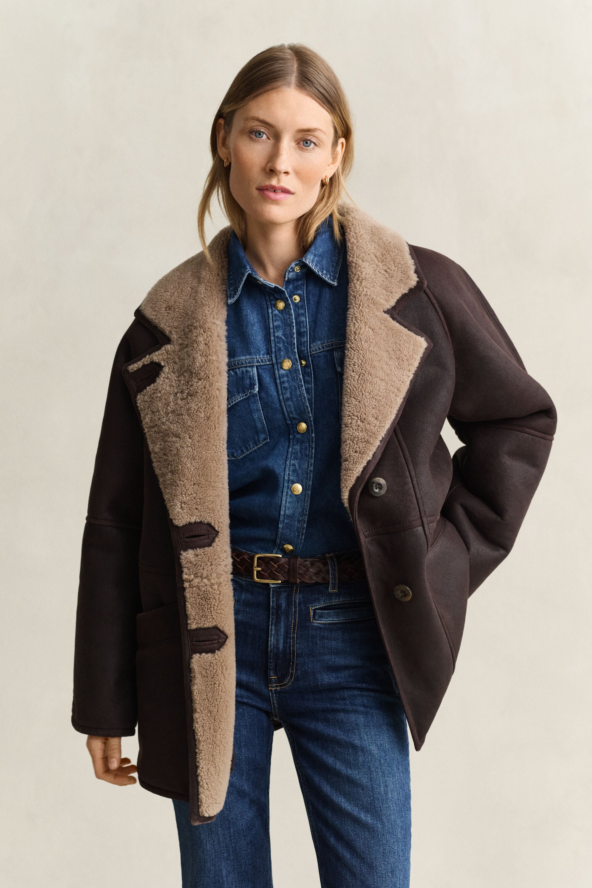 Shearling-takki