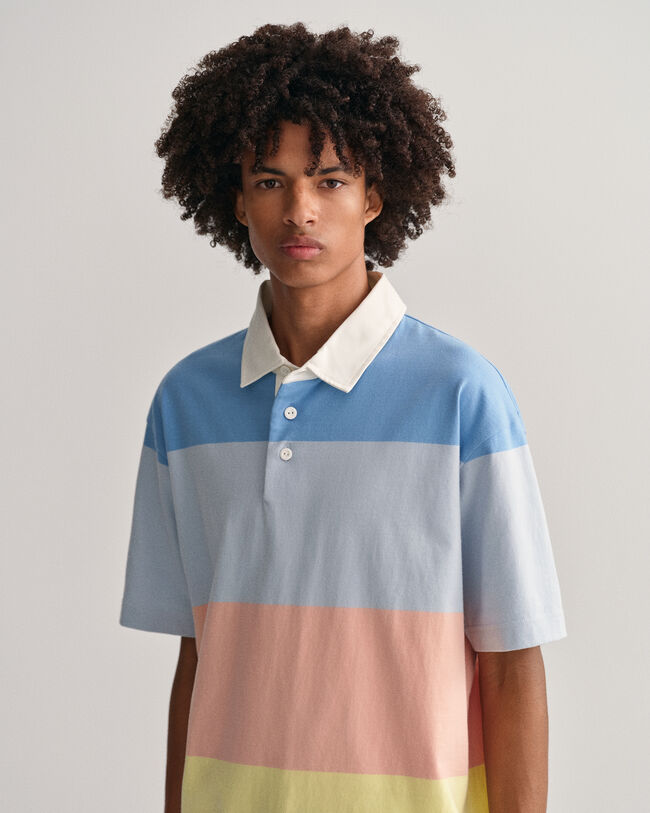 Lyhythihainen Retro Block Stripe Rugger ‑paita