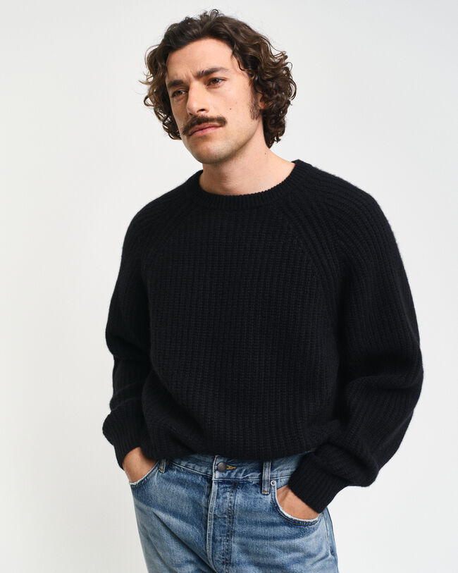 Ka&scaron;mirvillainen neulepusero, py&ouml;re&auml; p&auml;&auml;ntie