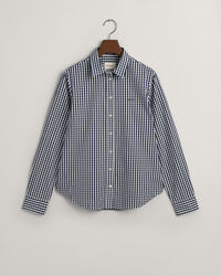 Regular fit ‑mitoitettu gingham-ruutuinen popliinipaita