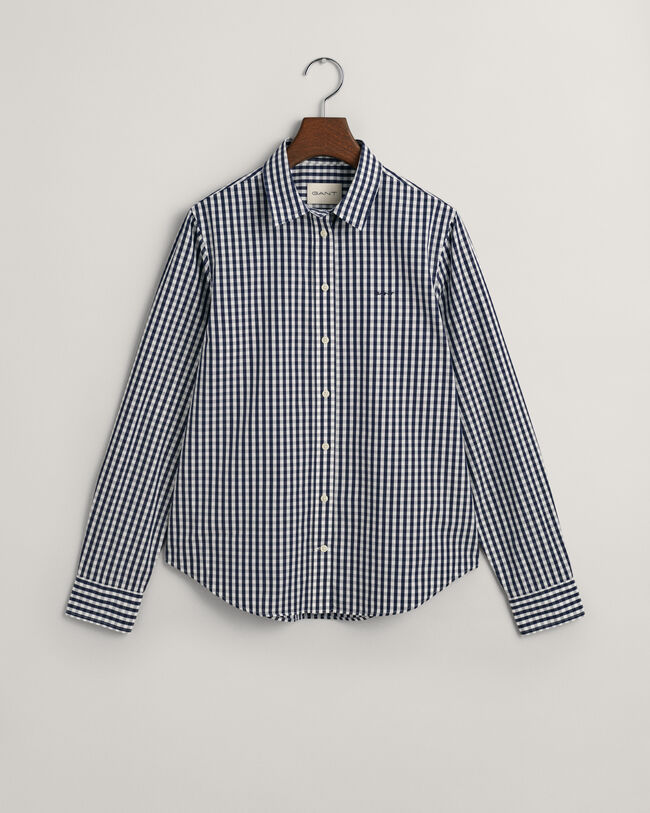 Regular fit ‑mitoitettu gingham-ruutuinen popliinipaita