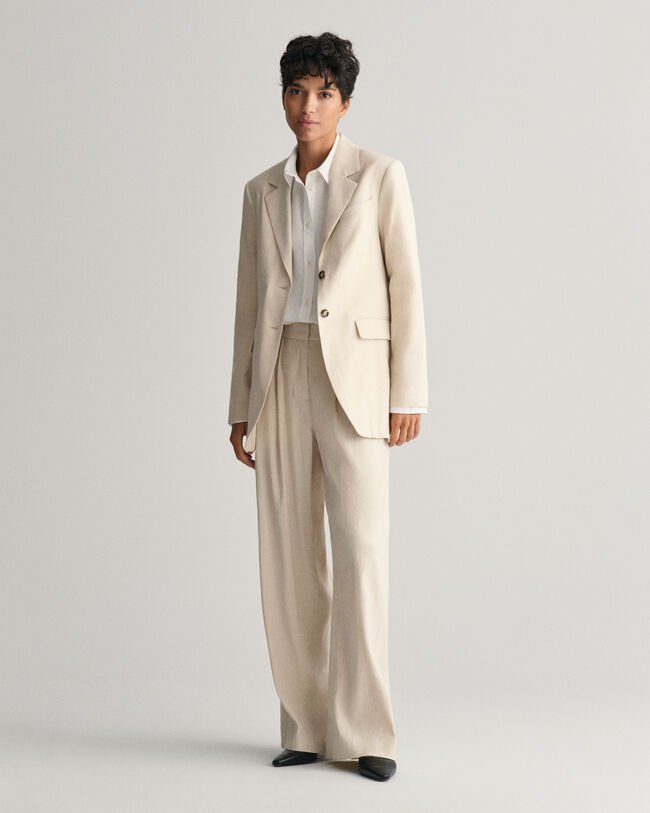 Regular fit ‑mitoitettu joustava pellavableiseri