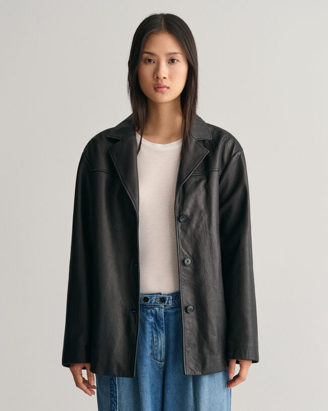 Bleiserimallinen nahkatakki