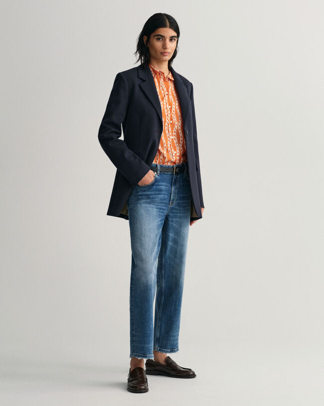 Regular&nbsp;fit ‑mitoitettu Chain-printtipaita puuvillavoileeta